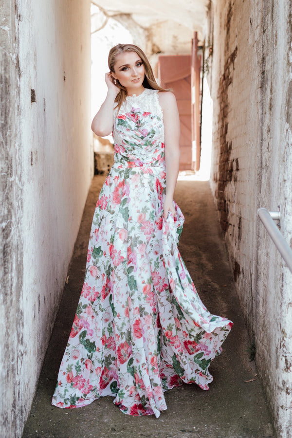 en saison constantia floral chiffon dress En Saison Constantia Floral Chiffon Maxi Dress Exclusive Print NWT Small