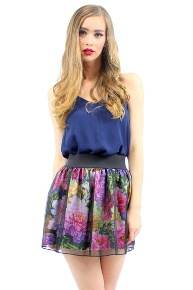 HEY ROSIE Floral Organza Skirt Pink