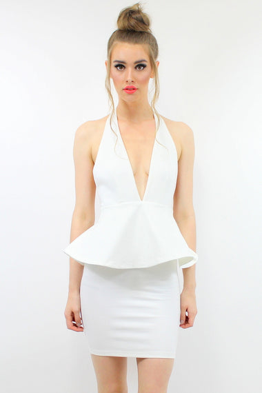 HEIDI Peplum Dress White