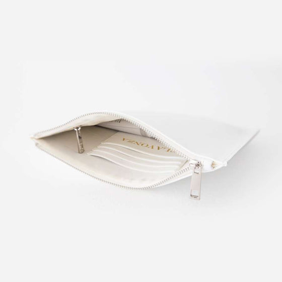White Saffiano Leather Pouch