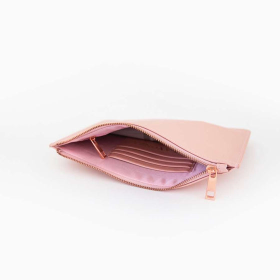 Blush Pink Saffiano Leather Pouch