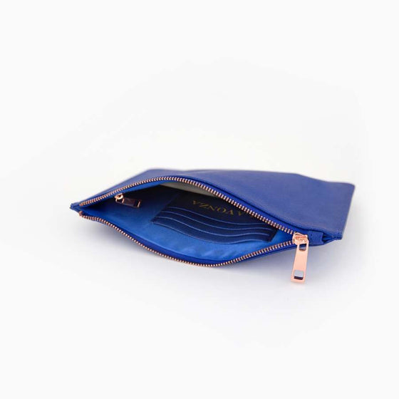 Navy Saffiano Leather Pouch