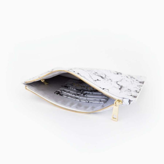 White Smooth Marble Leather Pouch