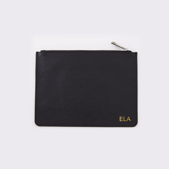 Black Saffiano Leather Pouch