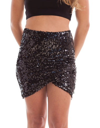 DARIA Black Sequin Skirt