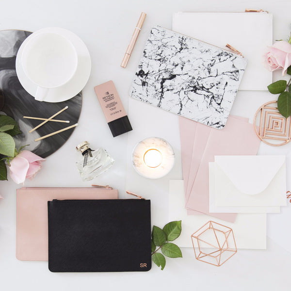 Black Saffiano Leather Pouch