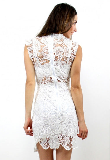 CASPAR Lace Dress White