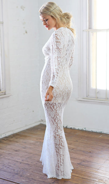 YASMIN Mermaid Lace Dress White