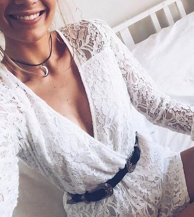 ELIE Lace Playsuit White